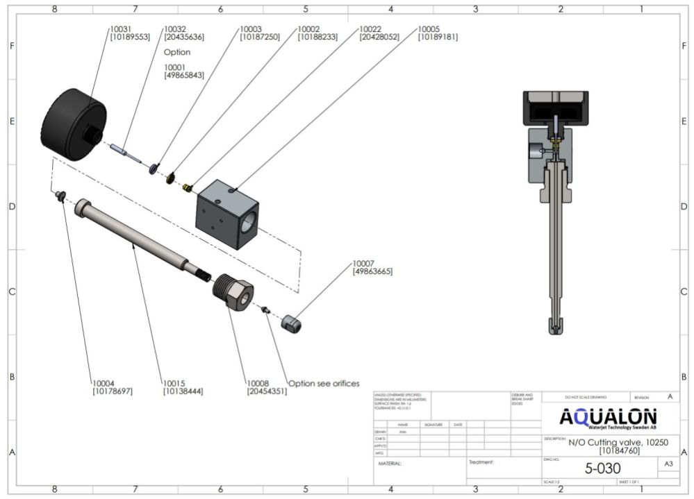 Stem, Flat end, pneumatic valve, 20435636 view 3