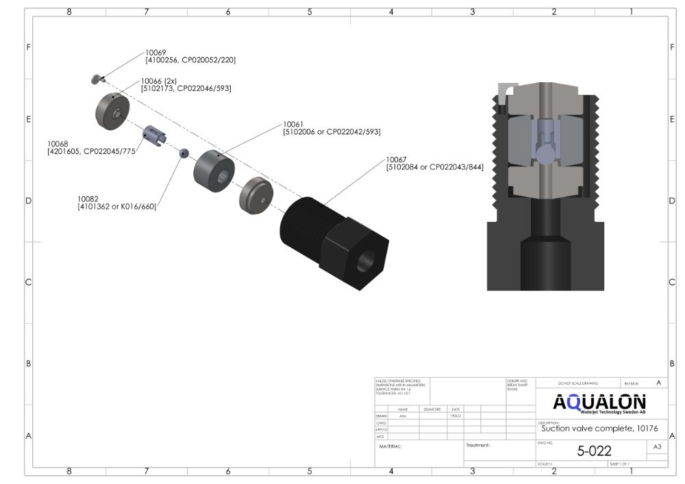 Suction valve complete, 1100020 view 2