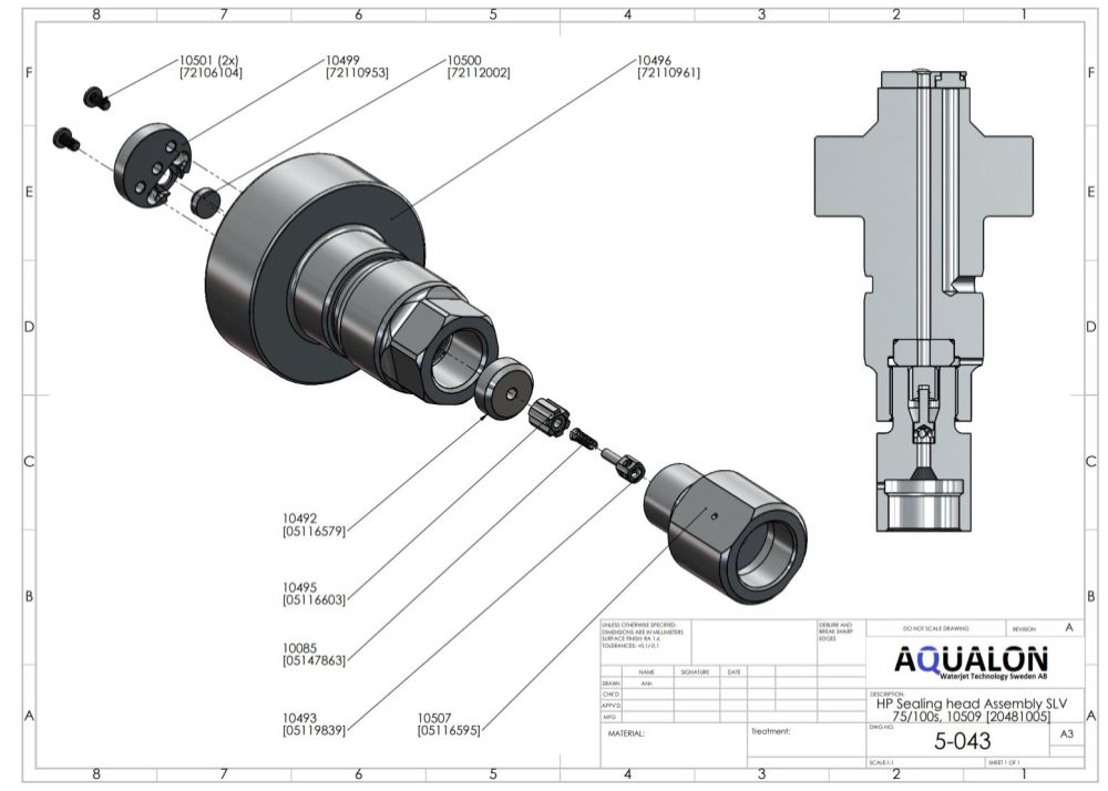 Inlet screw, Check valve SLV 75S/100S, 72106104 view 2