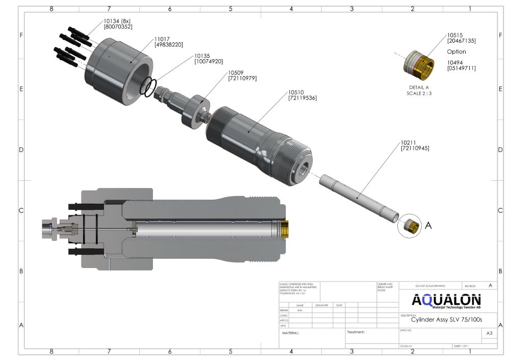 HP Cylinder SLV 75s/100s, 72119536 view 2