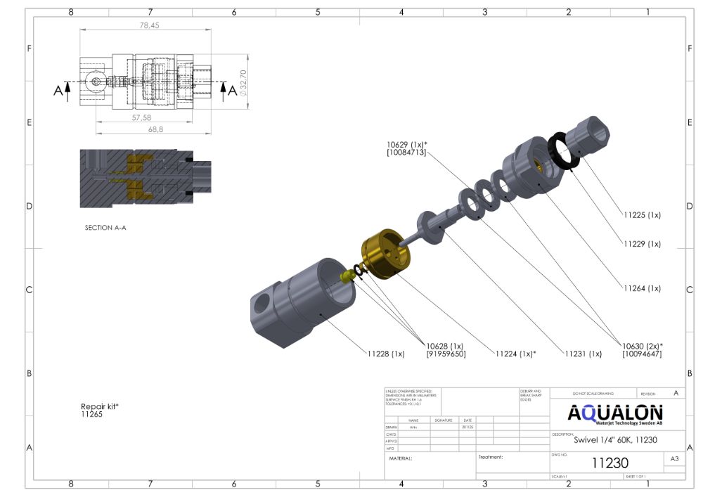 Swivel Assembly, 1/4" - 1/4" view 3
