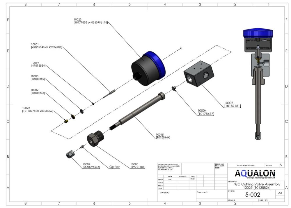 N/C Cutting valve assembly, (6'' nozzle tube) 10178168 view 3