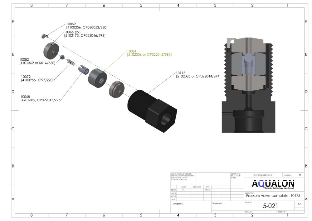 Repair kit, BFT Check valve, HT022 (old style) view 3